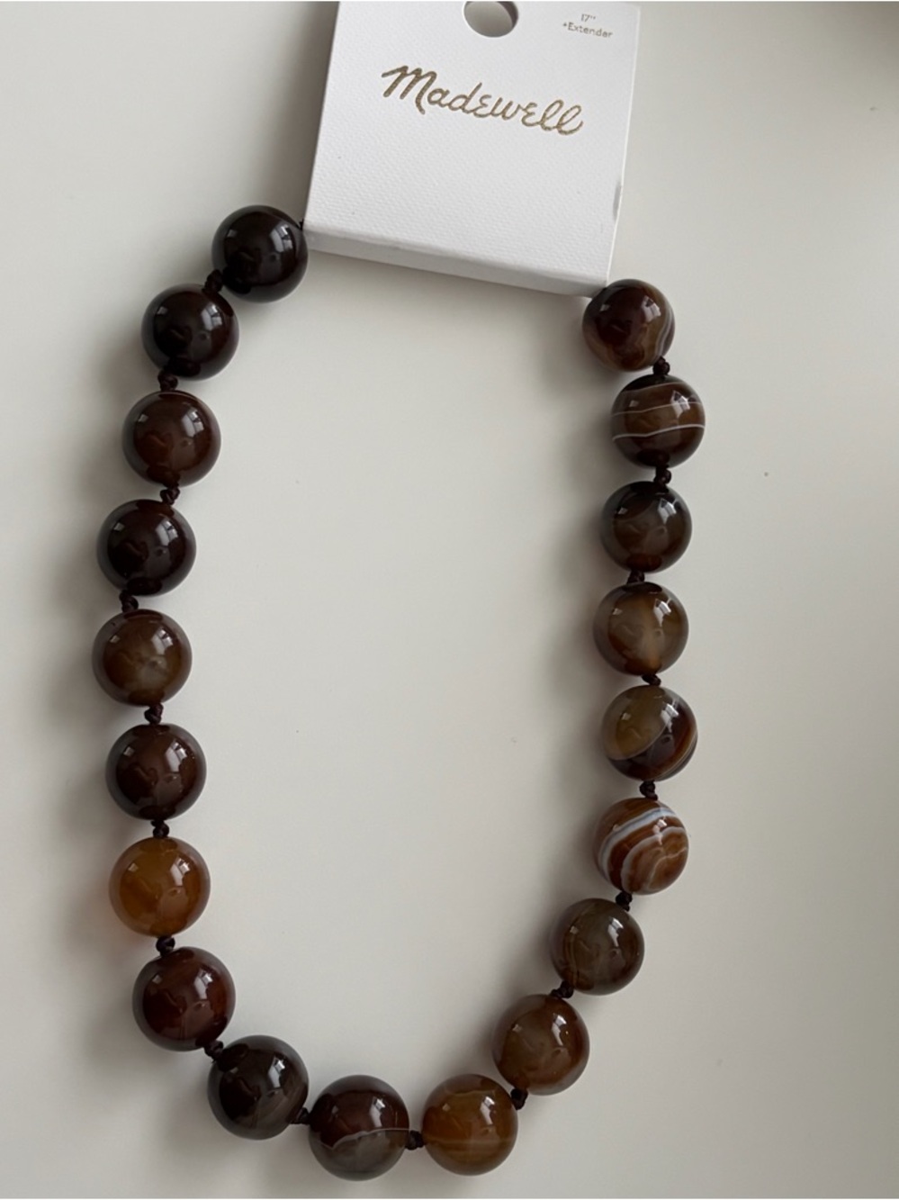 Madewell Semiprecious Stones Chunky Brown Beaded Necklace - Picture 5 of 5